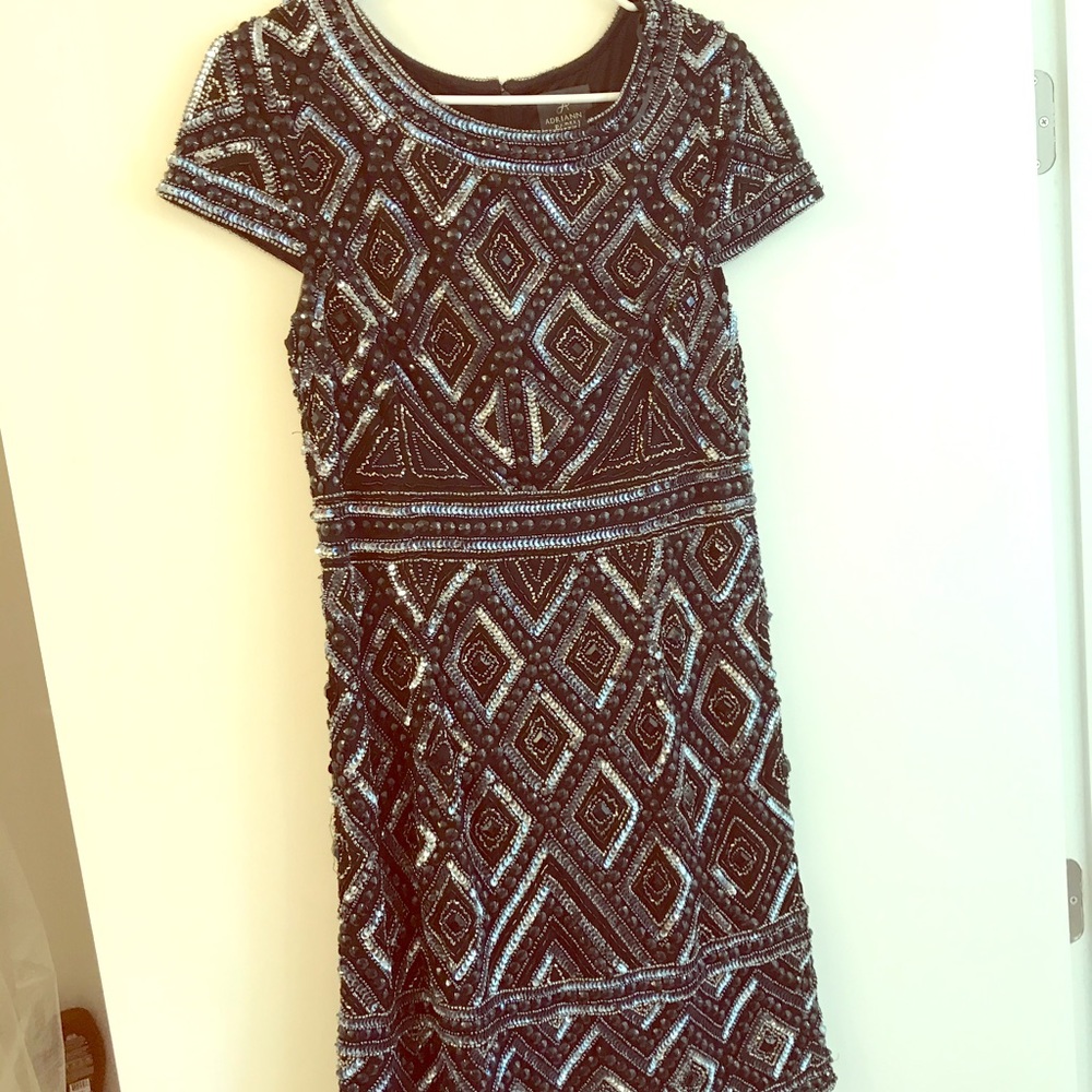 Women’s beaded black/grey knee length dress